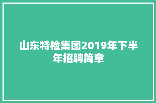 山东特检集团2019年下半年招聘简章