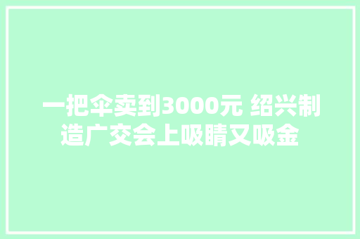一把伞卖到3000元 绍兴制造广交会上吸睛又吸金,广交会2024展会时间表。