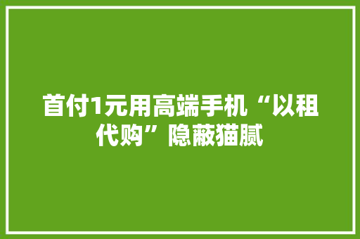 首付1元用高端手机“以租代购”隐蔽猫腻