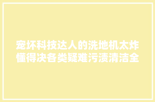 宠坏科技达人的洗地机太炸懂得决各类疑难污渍清洁全家无水渍