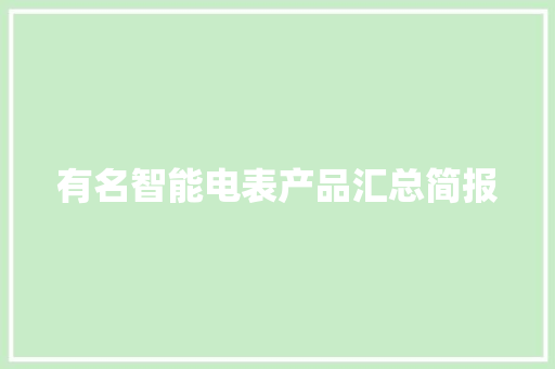 有名智能电表产品汇总简报