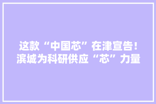 这款“中国芯”在津宣告！滨城为科研供应“芯”力量