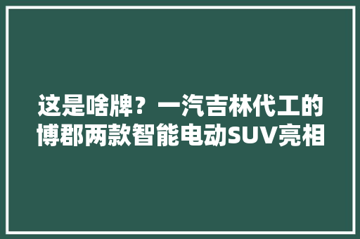 这是啥牌？一汽吉林代工的博郡两款智能电动SUV亮相