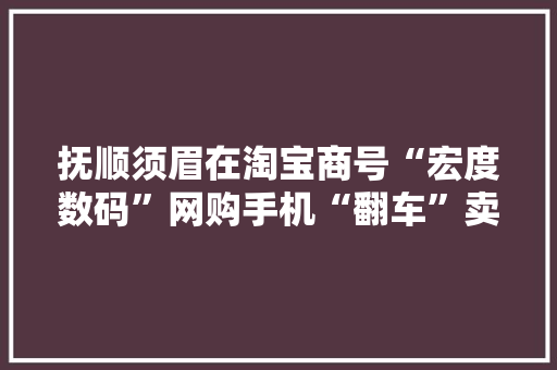 抚顺须眉在淘宝商号“宏度数码”网购手机“翻车”卖家“失落联”了