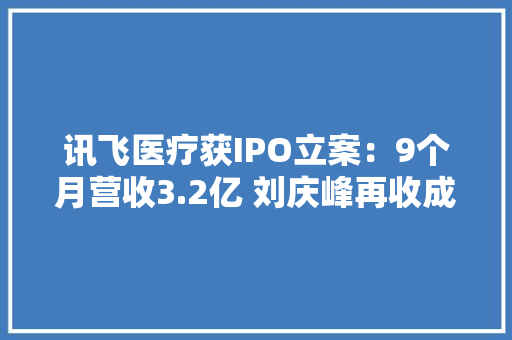 讯飞医疗获IPO立案：9个月营收3.2亿 刘庆峰再收成上市企业