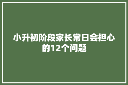 小升初阶段家长常日会担心的12个问题 小升初阶段家长常日会担心的12个问题 智能科技