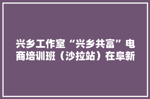 兴乡工作室“兴乡共富”电商培训班（沙拉站）在阜新圆满举办
