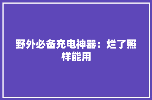 野外必备充电神器：烂了照样能用