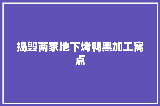 捣毁两家地下烤鸭黑加工窝点