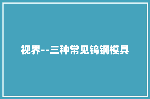 视界--三种常见钨钢模具