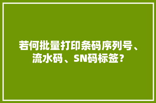 若何批量打印条码序列号、流水码、SN码标签？