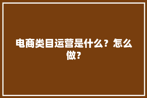 电商类目运营是什么？怎么做？