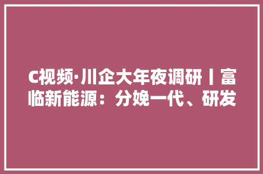 C视频·川企大年夜调研丨富临新能源：分娩一代、研发一代、预研一代打响领先行业的卡位战