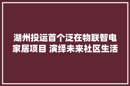 湖州投运首个泛在物联智电家居项目 演绎未来社区生活