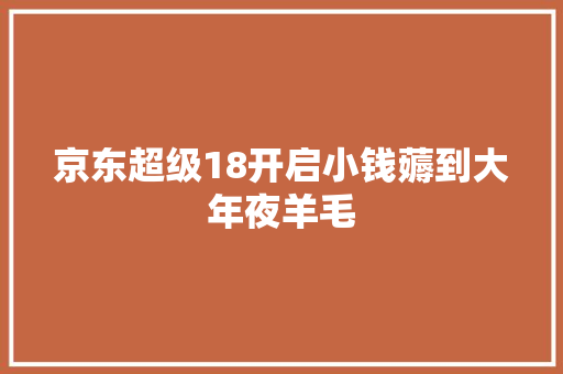 京东超级18开启小钱薅到大年夜羊毛