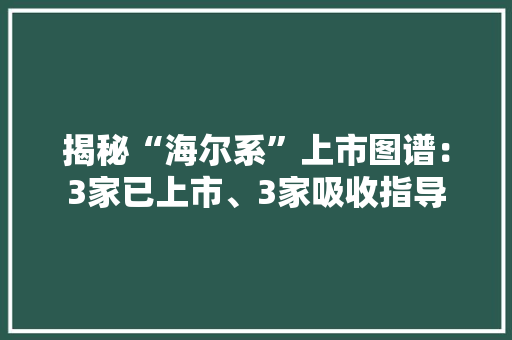 揭秘“海尔系”上市图谱：3家已上市、3家吸收指导,海尔森心理培训学校。
