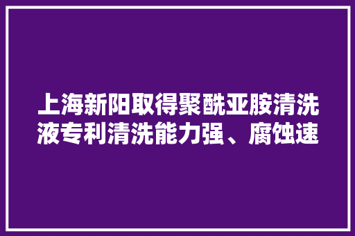 上海新阳取得聚酰亚胺清洗液专利清洗能力强、腐蚀速度低,洗濯读音是什么。