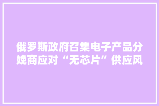 俄罗斯政府召集电子产品分娩商应对“无芯片”供应风险,俄罗斯努力将库尔斯克抹去。