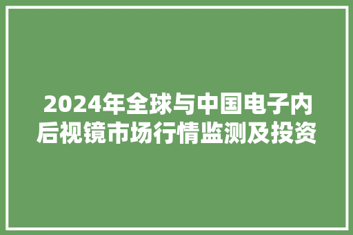 2024年全球与中国电子内后视镜市场行情监测及投资风险评估申报 2024年全球与中国电子内后视镜市场行情监测及投资风险评估申报 互联通信
