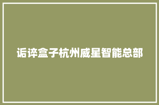 诟谇盒子杭州威星智能总部