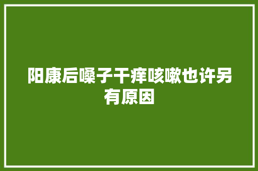 阳康后嗓子干痒咳嗽也许另有原因