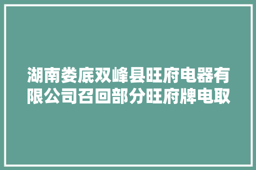 湖南娄底双峰县旺府电器有限公司召回部分旺府牌电取暖器