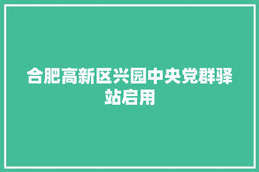 合肥高新区兴园中央党群驿站启用,驿站合作协议。