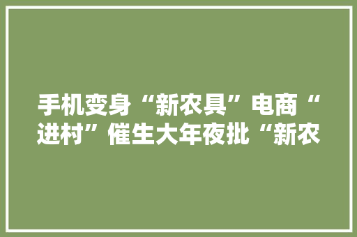 手机变身“新农具”电商“进村”催生大年夜批“新农民”,电商是做什么的。