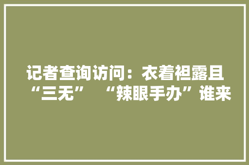 记者查询访问：衣着袒露且“三无”  “辣眼手办”谁来管？,手办是什么东西。