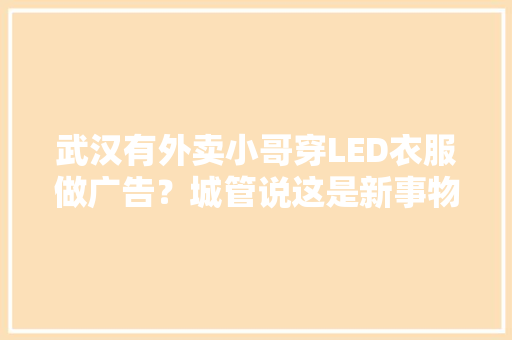 武汉有外卖小哥穿LED衣服做广告？城管说这是新事物 武汉有外卖小哥穿LED衣服做广告？城管说这是新事物 人工智能