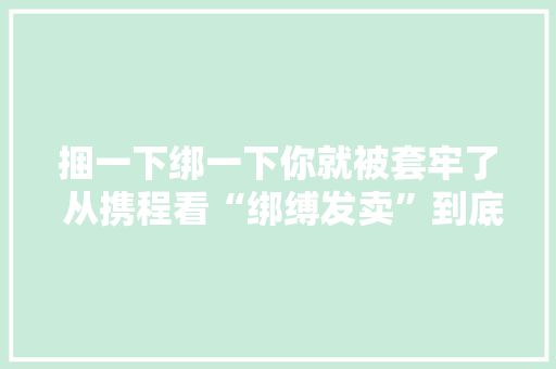 捆一下绑一下你就被套牢了 从携程看“绑缚发卖”到底有多坑..... 捆一下绑一下你就被套牢了 从携程看“绑缚发卖”到底有多坑..... 人工智能