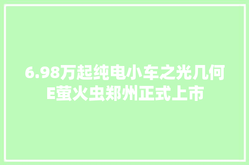 6.98万起纯电小车之光几何E萤火虫郑州正式上市