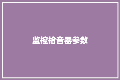 监控拾音器参数,拾音器是干什么用的。