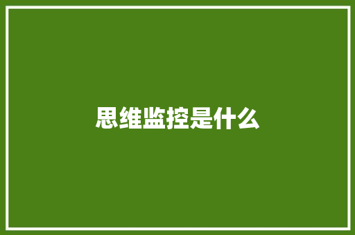 思维监控是什么