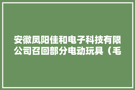 安徽凤阳佳和电子科技有限公司召回部分电动玩具（毛绒狗）
