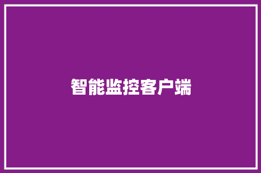 智能监控客户端,监控中心控制台。