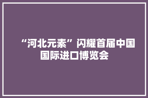 “河北元素”闪耀首届中国国际进口博览会