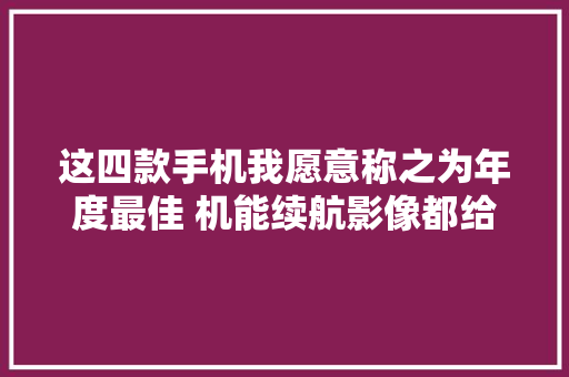 这四款手机我愿意称之为年度最佳 机能续航影像都给力