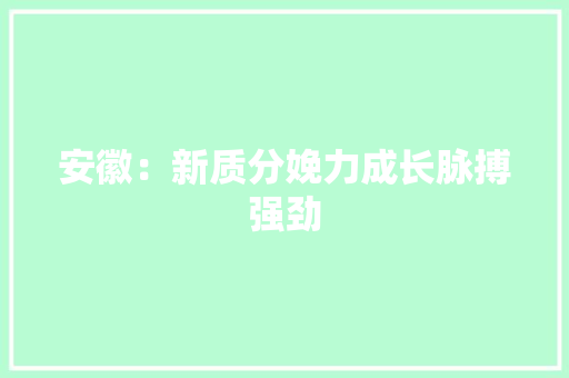 安徽：新质分娩力成长脉搏强劲