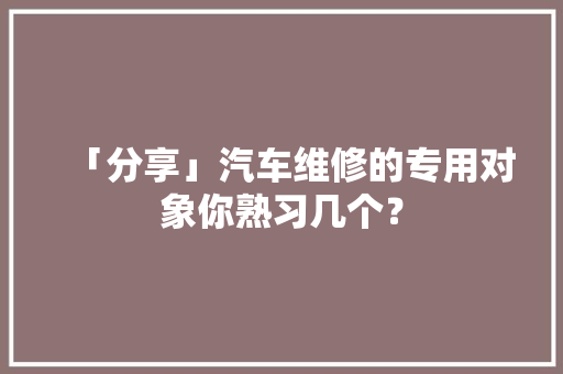 「分享」汽车维修的专用对象你熟习几个？