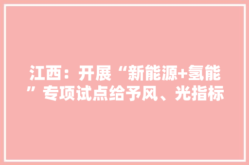 江西：开展“新能源+氢能”专项试点给予风、光指标奖励