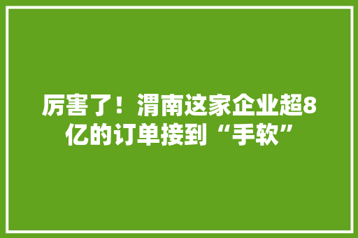 厉害了！渭南这家企业超8亿的订单接到“手软”