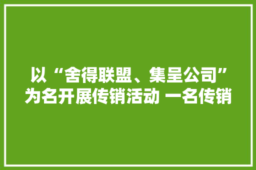 以“舍得联盟、集呈公司”为名开展传销活动 一名传销骨干获刑,下线是什么意思。
