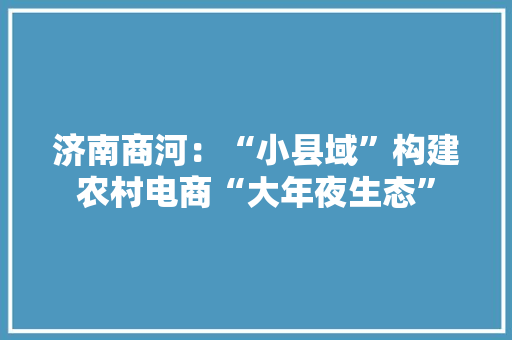 济南商河：“小县域”构建农村电商“大年夜生态”