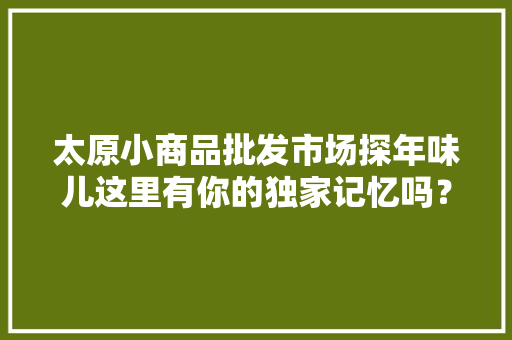 太原小商品批发市场探年味儿这里有你的独家记忆吗？