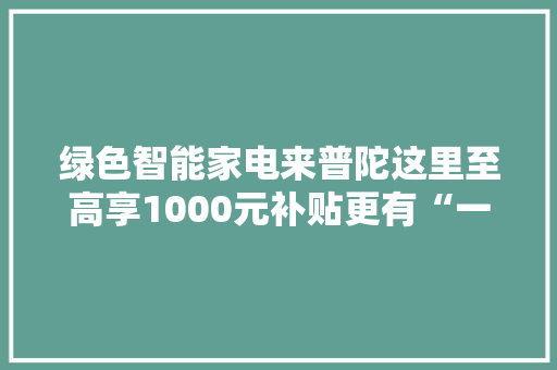 绿色智能家电来普陀这里至高享1000元补贴更有“一站式”以旧换新 绿色智能家电来普陀这里至高享1000元补贴更有“一站式”以旧换新 人工智能