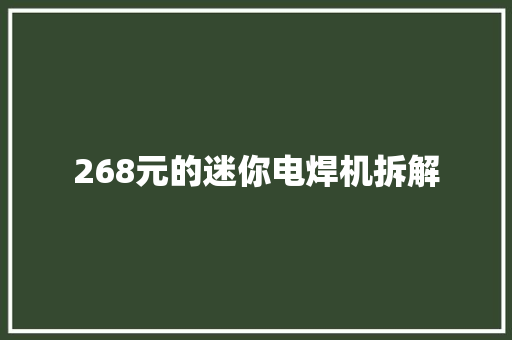 268元的迷你电焊机拆解