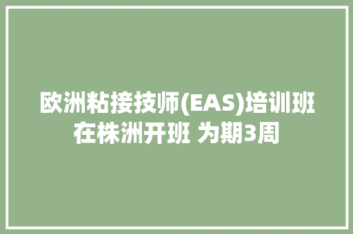 欧洲粘接技师(EAS)培训班在株洲开班 为期3周