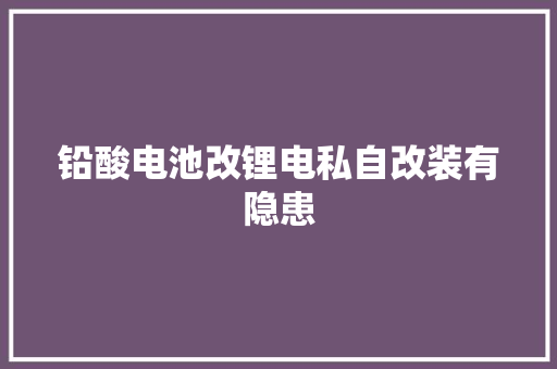 铅酸电池改锂电私自改装有隐患 铅酸电池改锂电私自改装有隐患 智能家居