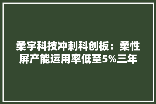 柔宇科技冲刺科创板：柔性屏产能运用率低至5%三年半亏32亿元